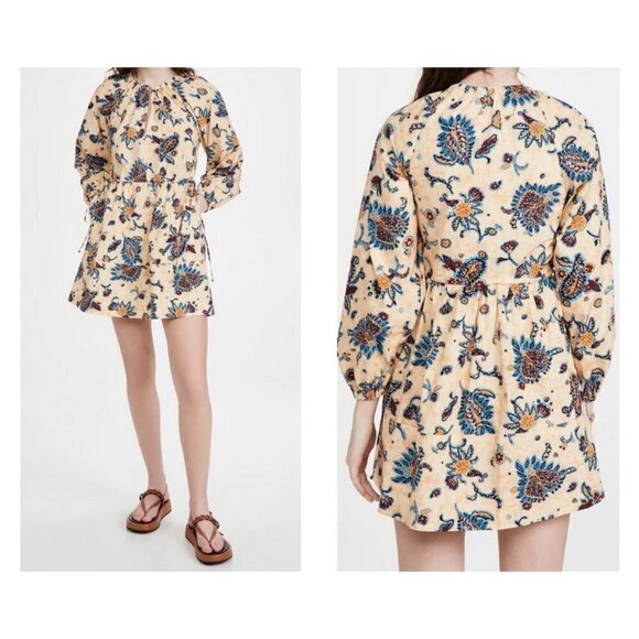 💕A.L.C.💕 Myra Paisley Long Sleeve Shift Dress ~ Apricot Abstract Floral 2 - Picture 2 of 16